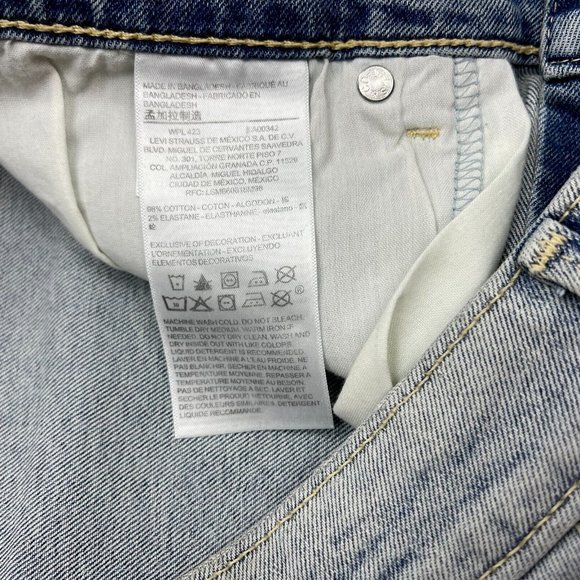Levi's Denizen High Rise Denim Shorts Stretch Cotton Pockets Blue Women 12 NWT - Picture 10 of 11